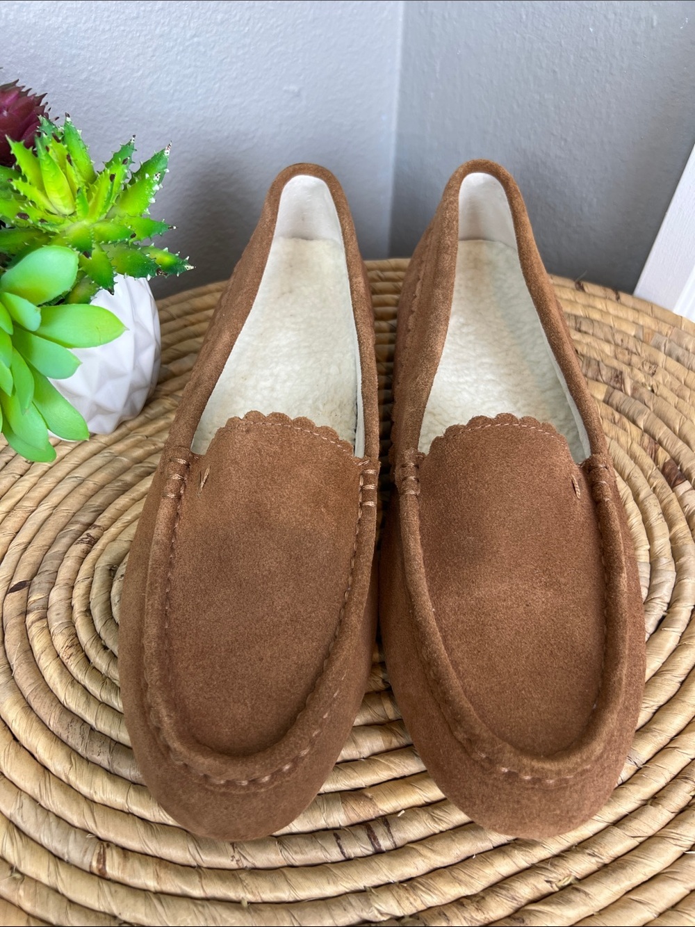 Vionic Women's Suede Moccasins in Chestnut - Picture 3 of 9